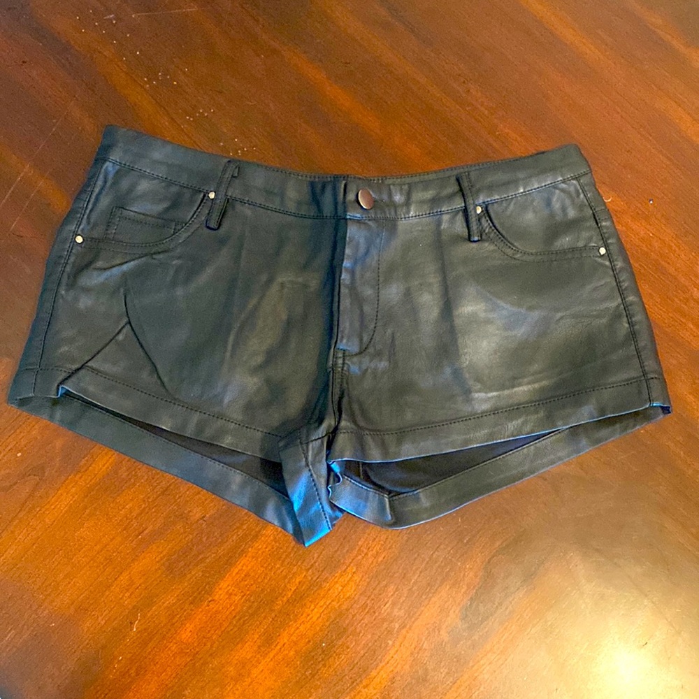Black leather shorts